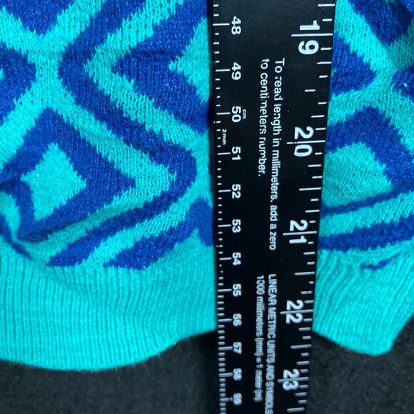 Ann Taylor Loft Womens Shirt Turquoise Geometric Diamond Cap Sleeve Modal S - Picture 9 of 12